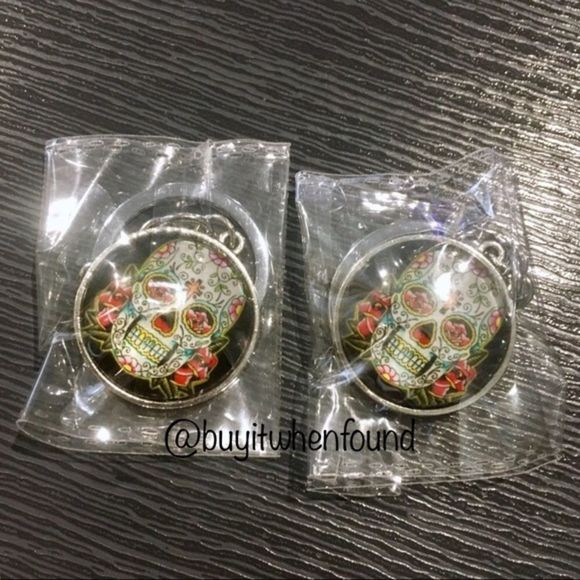 Day of The Dead Sugar Skull Cabochon Keychains - Picture 3 of 8